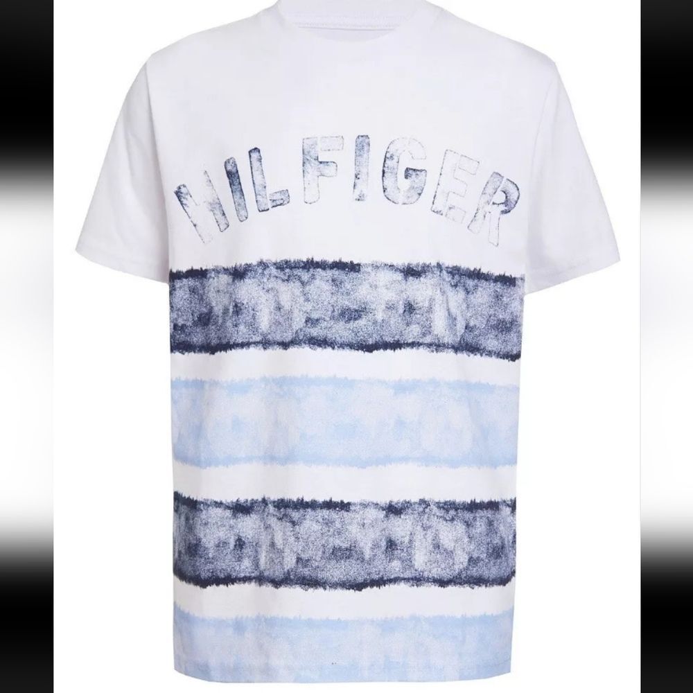Tommy Hilfiger Boys Lrg 16/18 Stripped blue white Logo T-Shirt